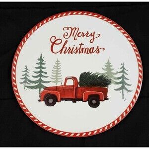 NEW Farmhouse Décor Red Truck Merry Christmas Kitchen Trivet 8" Round Pot Holder
